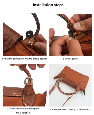1 Set Bag Strap For Longchamp Mini Punch-free Genuine Leather Shoulder Strap Set Transformation Crossbody Strap Bag Accessories - Smarsty