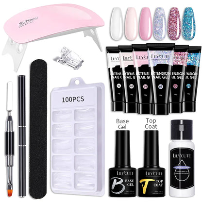 LILYCUTE Nail Gel Set with 6W LED Lamp for Quick Manicure - Smarsty