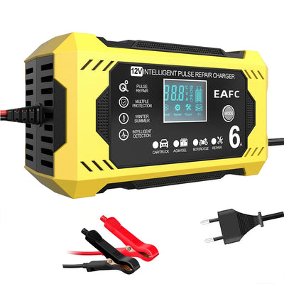 Car Battery Charger 12V 6A Intelligent Fast Charging Pulse Repair Type Full Auto-Stop Dual-Mode Lead Acid for Motorcycle Truck - Smarsty