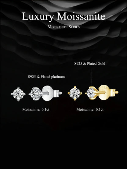 Moissanite Earrings 925 Sterling Silver D Color Studs - Smarsty