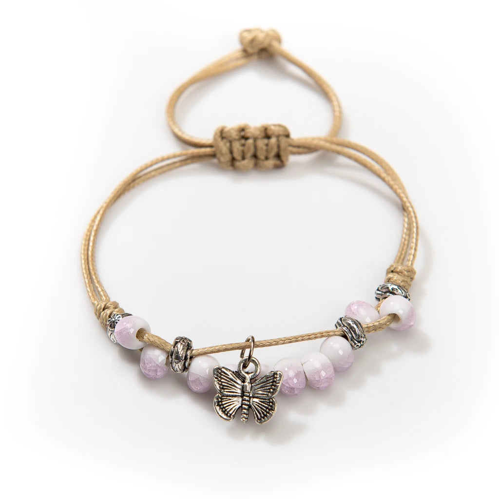 Handmade Vintage Ceramic Butterfly Adjustable Bracelet - Smarsty