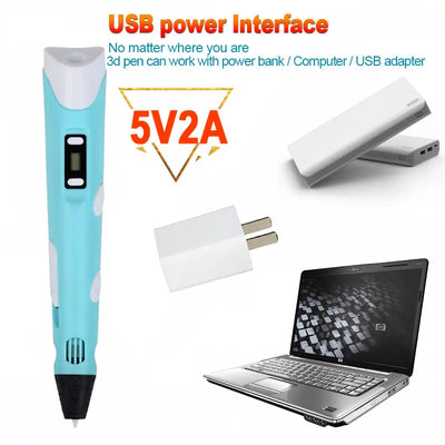 3D Pen 3d Printing Pen Children DIY Drawing Pens PLA Filament Birthday Christmas Boys Girls Gift For Kids With Travel Case - Smarsty