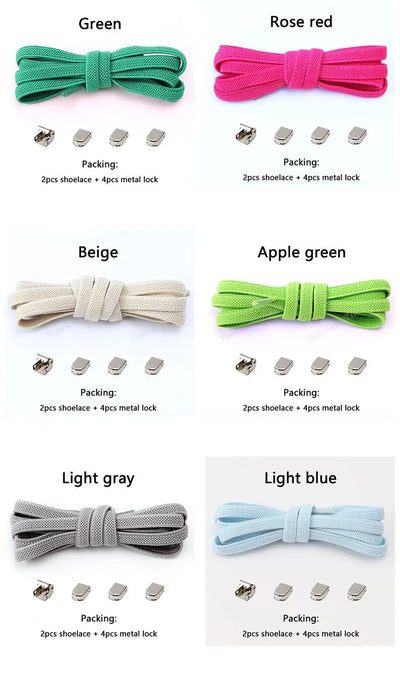 No tie Shoe laces Elastic laces Sneakers Flat Shoelaces without ties Quick Shoelace for Shoes Kids Adult One Size fits All Shoes - Smarsty