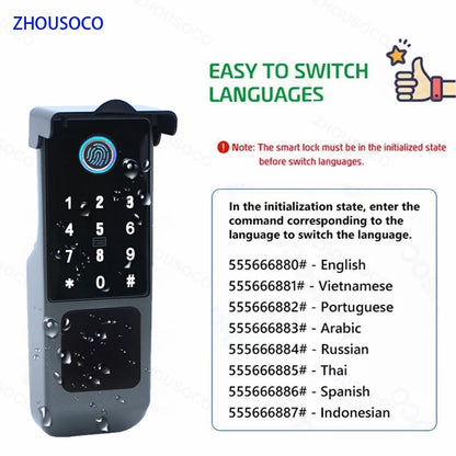 Waterproof Smart Door Lock with Bluetooth and WiFi Control - Smarsty