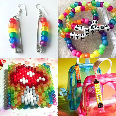 Pony Beads for Friendship Bracelet Making Kit 24 Colors Kandi Beads Set, 720pcs Plastic Rainbow Bulk and 980pcs Letter Beads wit - Smarsty
