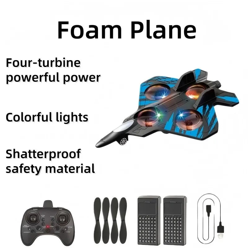 Glider Flying Helicopter RC Hobby Jet Plane 2.4G Stunt Remote Control Foam Fighter Airplane Toy With Light