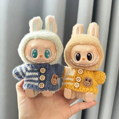 For 15-17 cm v1v2 Labubu Clothes outfit Labubu Sitting Party Bear Label Scarf Hat Bag Dolls Accessories Cute Decoration by Smarsty