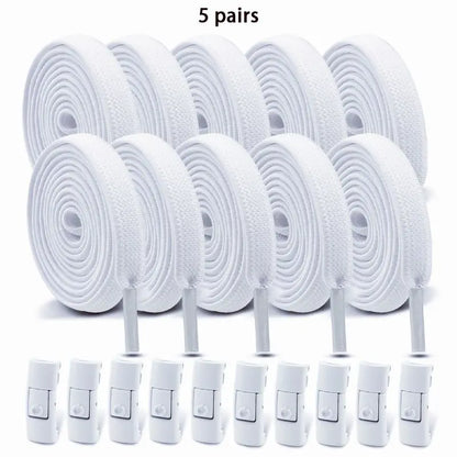 No Tie Shoe laces Press Lock Shoelaces without ties Elastic Laces Sneaker Kids Adult 8MM Widened Flat Shoelace for Shoes - Smarsty