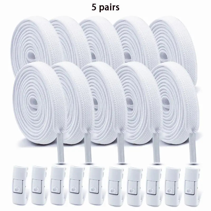 No Tie Shoe laces Press Lock Shoelaces without ties Elastic Laces Sneaker Kids Adult 8MM Widened Flat Shoelace for Shoes - Smarsty