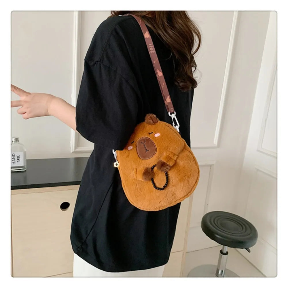 Capybara Plush Cartoon Shoulder Bag Large Capacity Unisex - Smarsty