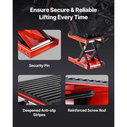 SucceBuy 1200lbs Motorcycle Lift Wide Deck Motorcycle Scissor Jack Heavy Duty Steel Bike Repair Center Stand for ATV, Dirt Bikes