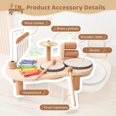 Baby Educational Toys Wooden Aeolian Bells Montessori Children's Musical Toys Xylophone Newborn Birthday Gifts Music Table Toys - Smarsty
