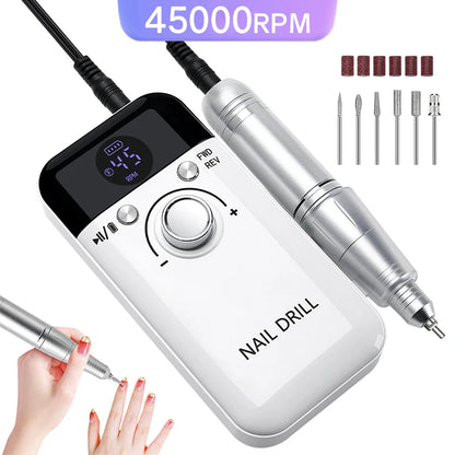 45000RPM Portable Nail Drill Machine for Low Noise Manicure - Smarsty
