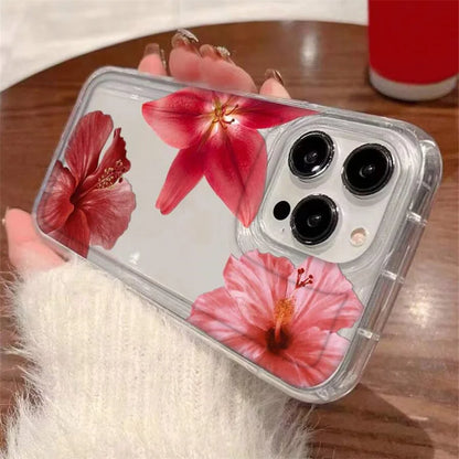 Clear Floral Phone Case Anti Fingerprint For iPhone 15 16 17 - Smarsty