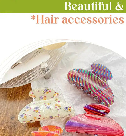 Vintage Floral Hair Claw Clip Elegant Colorful Design - Smarsty