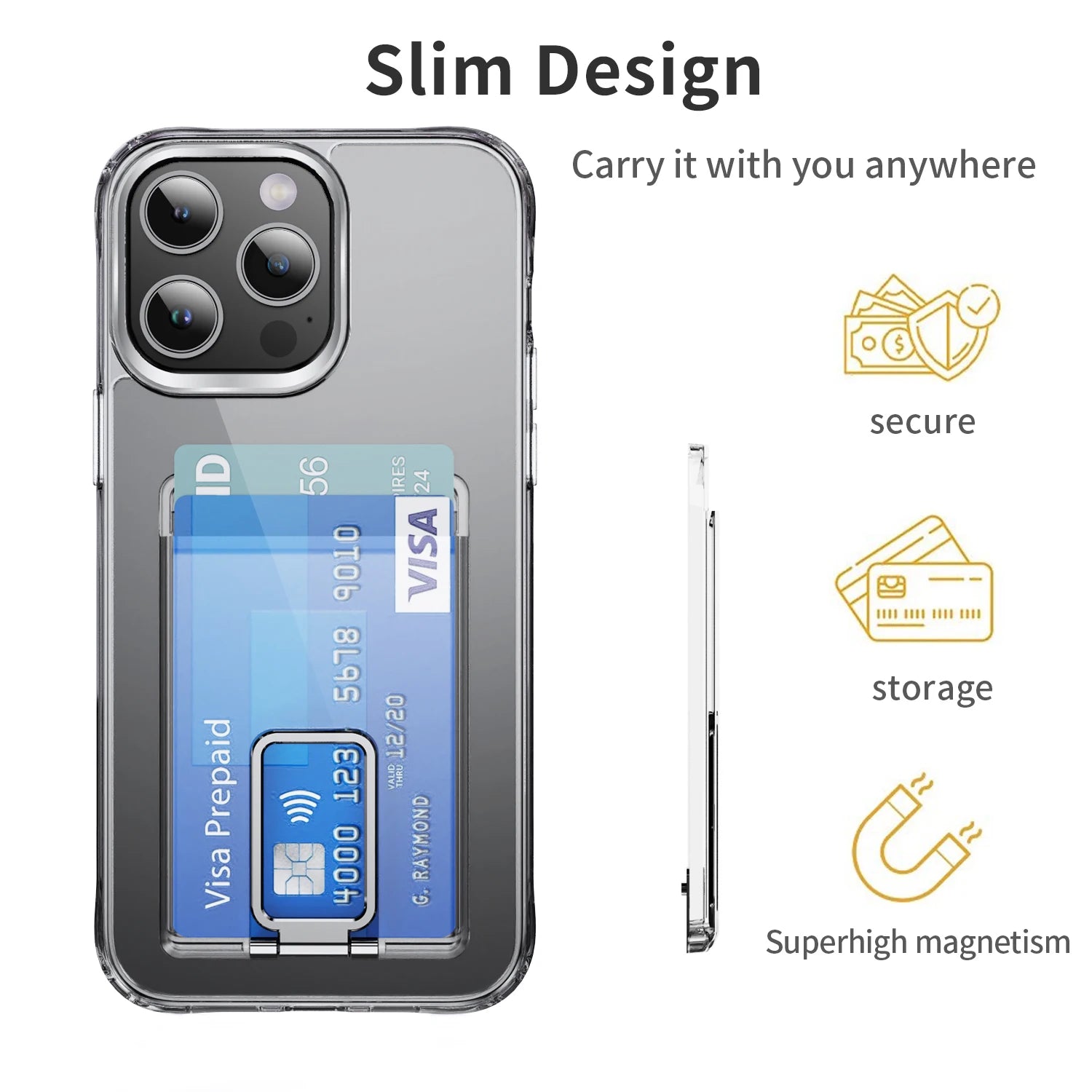 MagSafe Card Wallet Clear Case With Strong Magnetic Stand - Smarsty