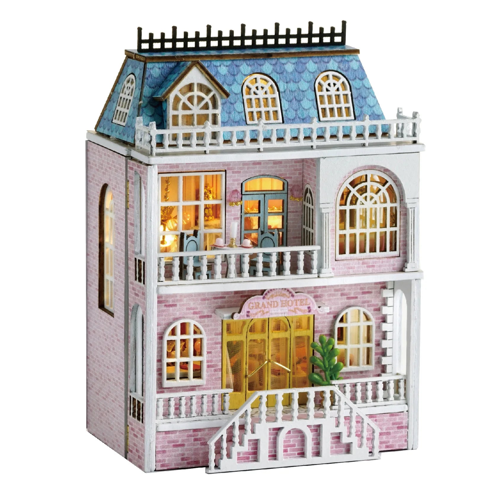 Diy Mini Wooden Dollhouse With Furniture Light Doll House Casa Assembly Model Pink Princess Villa Architecture Kit Toys Birthday by Smarsty