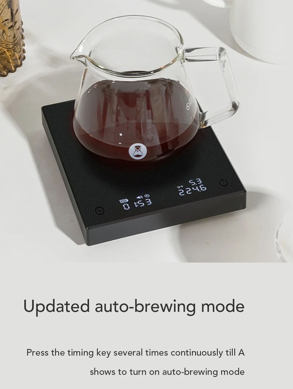 Timemore Basic 2 Black Mirror Coffee Scale with Auto Timer - Smarsty