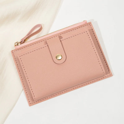 Minimalist and fashionable women's short card bag, ultra-thin mini PU leather zero wallet, women's credit card holder wallet - Smarsty