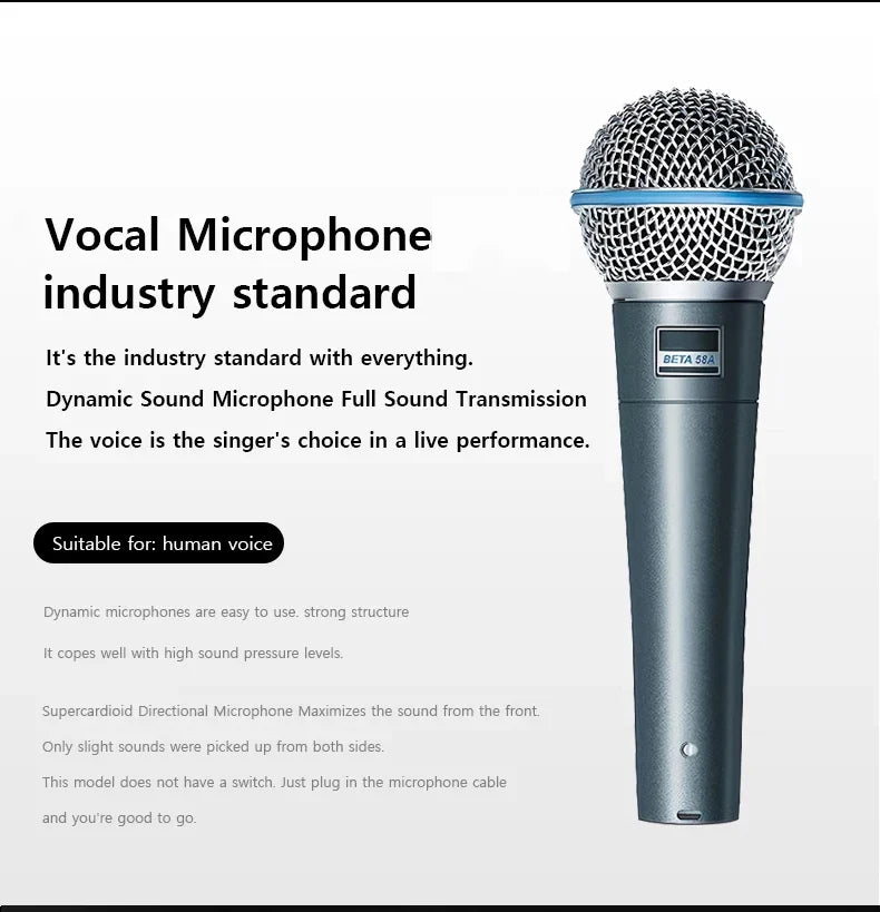 Metal Beta 58A Supercardioid Dynamic Microphone for Karaoke - Smarsty