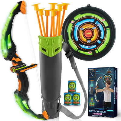 JOYFY Kids Bow Arrow Set with LED Flash Lights Outdoor Archery Set Toy with Suction Cup Arrows Great for Kids 6-12 Birthday Gift
