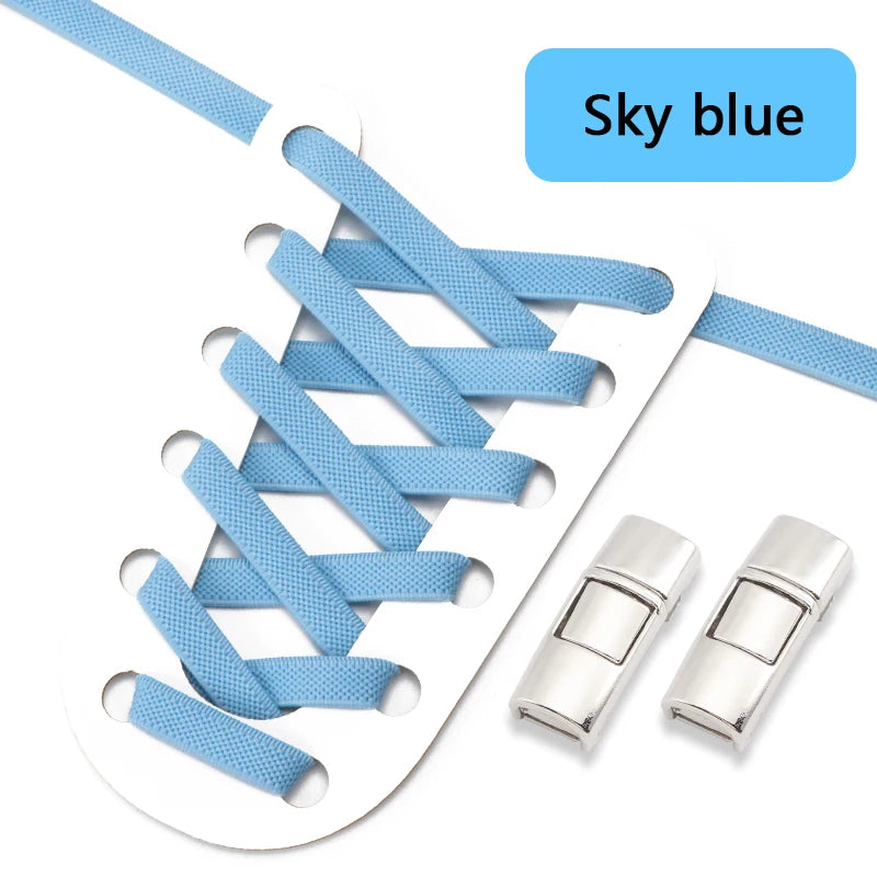 Elastic Laces Sneakers Press Lock Shoelaces Without Ties 8MM Wide Flats No Tie Shoe Laces Kids Adult Sports Running Shoelace NEW
