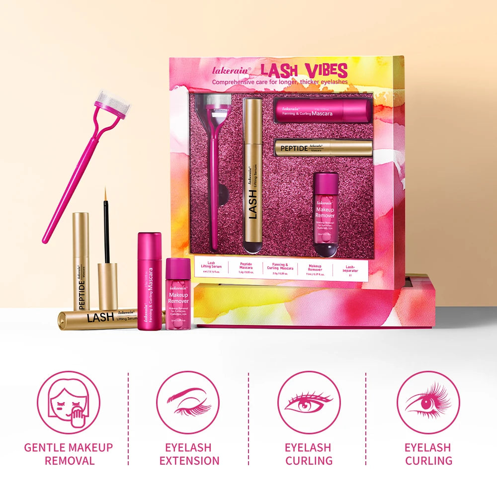 Lash & Brow Set Eyebrow Eyelash Growth Serum Peptide Mascara Eyelash Eyebrow Longer Fuller Thicker Curling Lash Eye Care Makeup