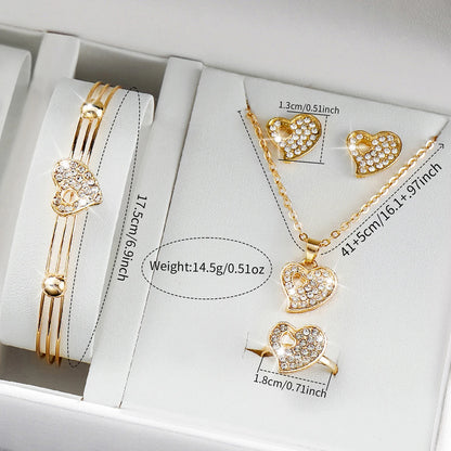 Fashion Heart Women's Quartz Watch Set with Butterfly Design - Smarsty
