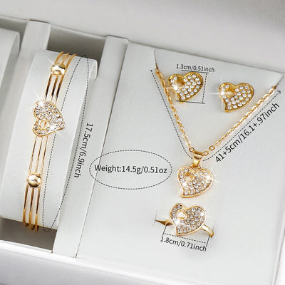 Fashion Heart Women's Quartz Watch Set with Butterfly Jewelry - Smarsty