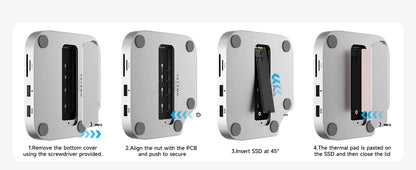 Mac Mini Docking Hub With M.2 SSD Enclosure 4K HDMI