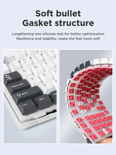 Mechanical Keyboard Tri Mode Wireless 87 Keys Silent Gaming - Smarsty