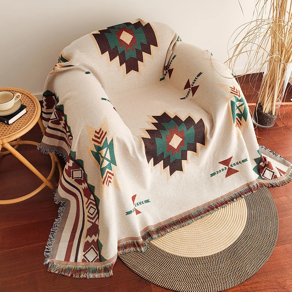 Oversized Boho Aztec Blanket for Cozy Decor - Smarsty