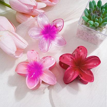 3 Piece Summer Floral Hair Claw Clips For Beach Lightweight - Smarsty