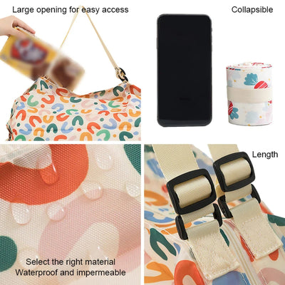 Foldable Waterproof Shopping Bag Portable Travel Tote - Smarsty