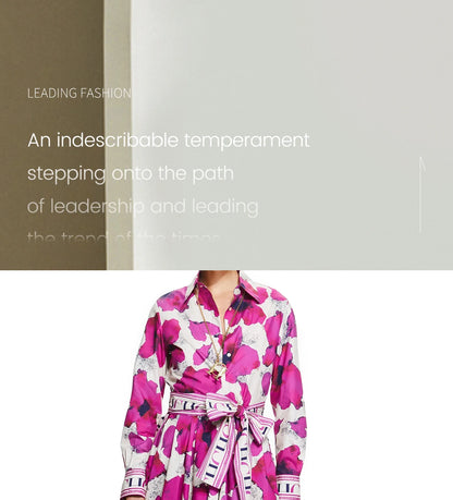 CHCH Women's Dress New Long sleeved Shirt Long Skirt Flower Print Party Dress - Smarsty