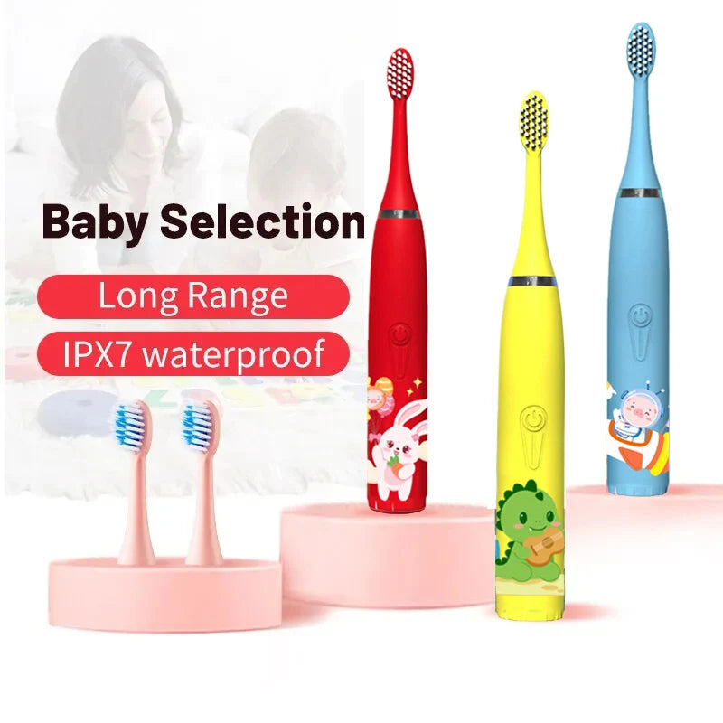 Child's Rechargeable Sonic Electric Toothbrush With Replacement Heads - Smarsty
