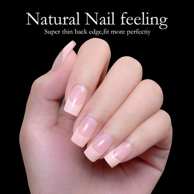 120pcs/box Acrylic French False Nails Medium Length Square Armor Full Cover Nail Tips Can Be Removable Mixed Size Press On Nails - Smarsty