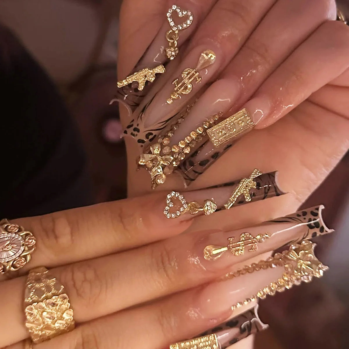 24 Piece Y2K Leopard Print French Press On Nails - Smarsty
