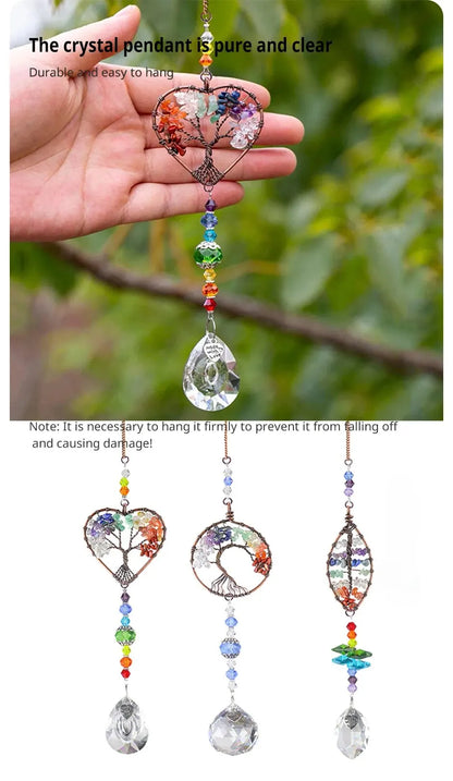 Colorful Tree Of Life Crystal Glass Pendant For Gardens - Smarsty