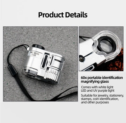 60X Handheld Magnifying Glass With LED Light - Smarsty
