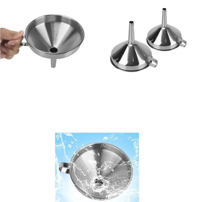Stainless Steel Funnel Kitchen Oil Liquid Metal Funnel with Detachable Filter Wide Mouth Funnel for Canning Kitchen Tools