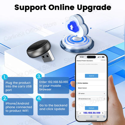2025 CarlinKit 5.0 Mini Ultra 3 CarPlay Android Auto Wireless Adapter 2.4G&5.8GHz WiFi BLE OTA Upgrade For OEM Car Plug and Play