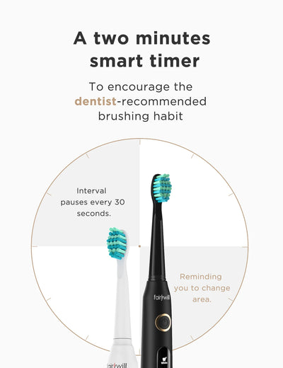 Fairywill Sonic Electric Toothbrush FW-D7 set USB Charge Toothbrushes case for Adult with tooth brush Heads 5 Mode Smart Time - Smarsty