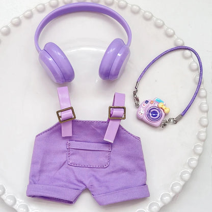 15/17Cm For Labubu Clothes Dolls Sitting Party 1St 2Nd 3Rd Headphones Overalls Shoes Set Apparel Accessories Lovely Outfit Gifts - Smarsty