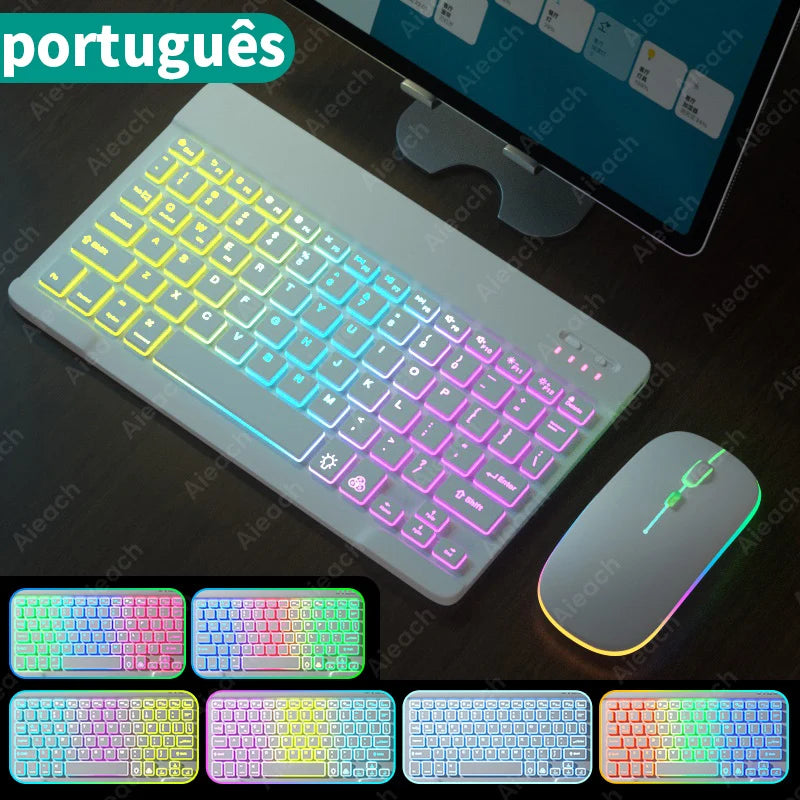 Wireless Tablet Keyboard with Rainbow Backlit for iPad