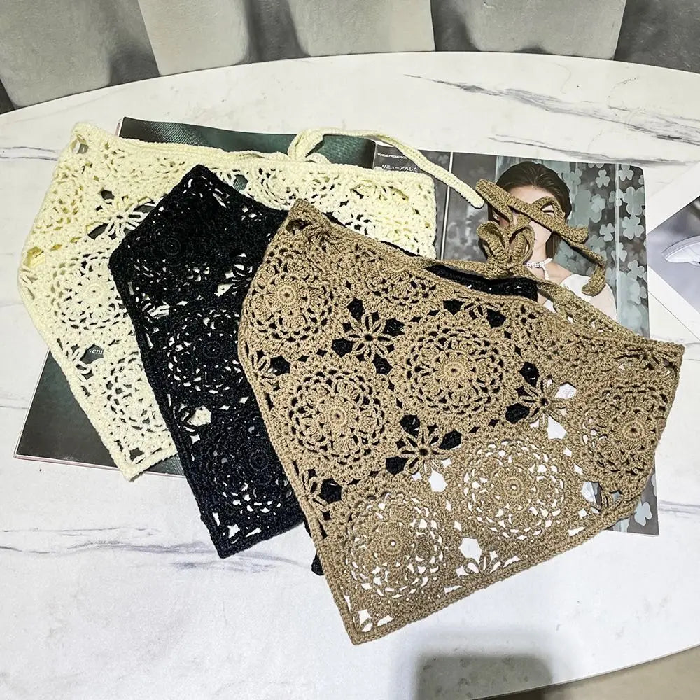 Lace Triangle Scarf Breathable Summer Crochet Headband - Smarsty