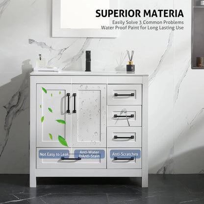 Free Shipping 18" Modern Bathroom Furniture MDF Waterproof Floor Mounted Classics Shaker Wash Vanity Storage Cabinet