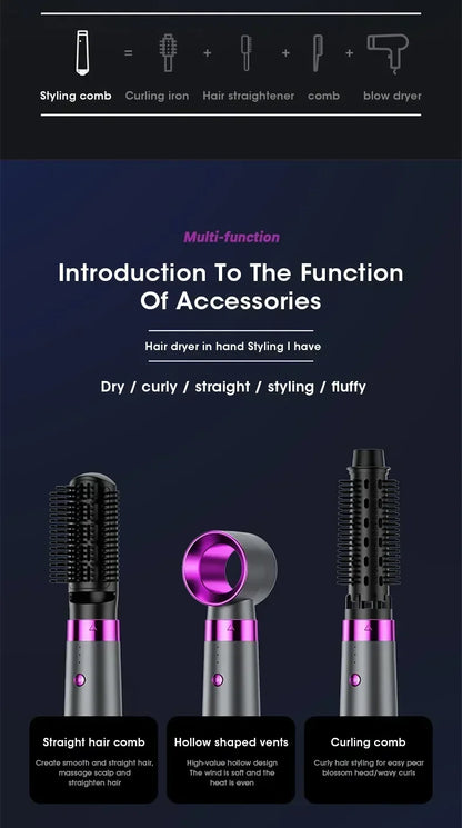 5 in 1 Electric Hair Dryer and Straightener Set - Smarsty