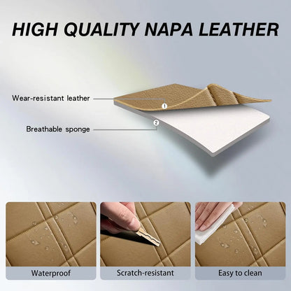 Leather Car Seat Covers Full Set 5-Seater Seat Universal Fit Padded of Most Car with Waterproof Breathable Anti-dirty