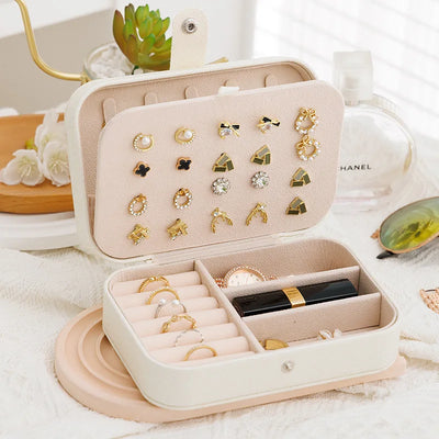 Portable Leather Jewelry Storage Box Travel Organizer - Smarsty